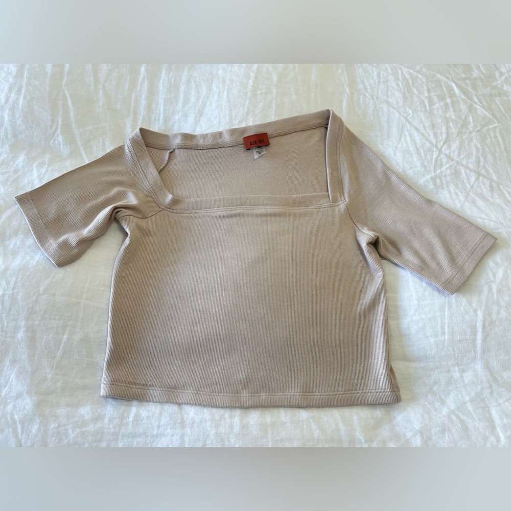 Alix NYC | Women’s SZ L | Harring Beige One Shoulder Crop Top | Asymmetrical